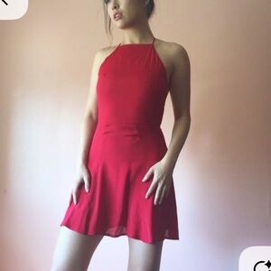 Reformation Dove Red Halter Mini Dress size 8